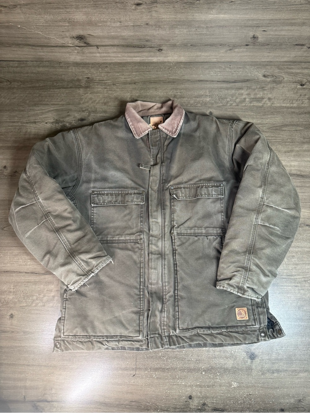 Berne CH377OD Chore Coat Mens LR Olive Duck Canvas Distressed Work Jacket